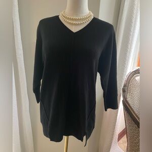 Nordstrom Collection Black V-Neck Sweater CASHMERE XS Fits generously